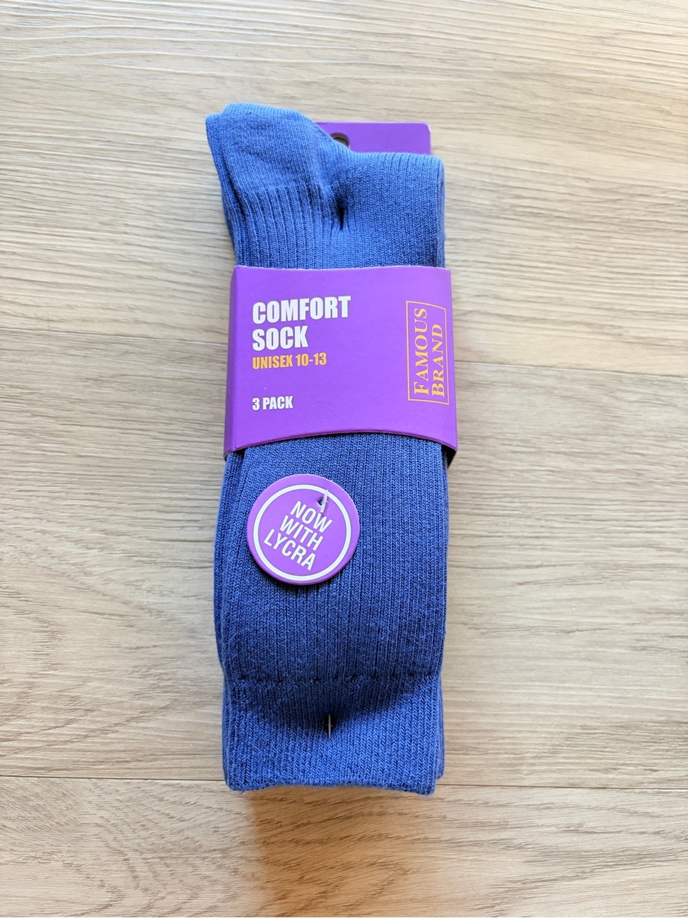 Famous Brand 3 Pack Blue Comfort Crew Socks Unisex 10-13 NWT